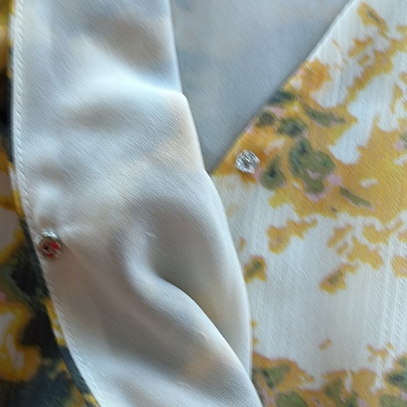 KLd yellow and gray tie dye print wrap front maxi dress. Split front, size Small - Picture 5 of 12